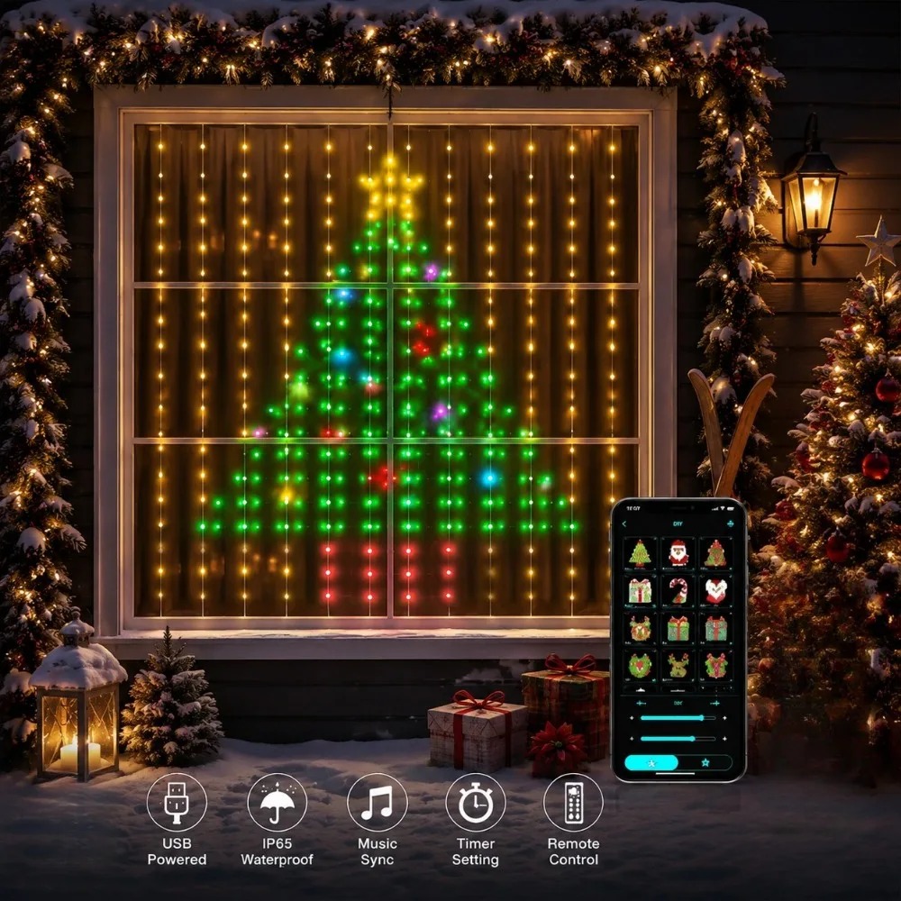 Светодиодные пиксельные шторы  – обзор и цена Lighting Christmas Decor
