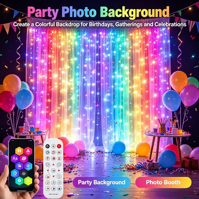 Светодиодные занавески с управ – обзор и цена Lighting Christmas Decor